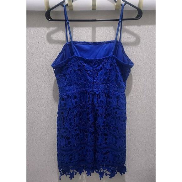 ASTR The Label Size L Royal Cobalt Blue Lace Mini Spaghetti Strap Dress - Picture 2 of 7